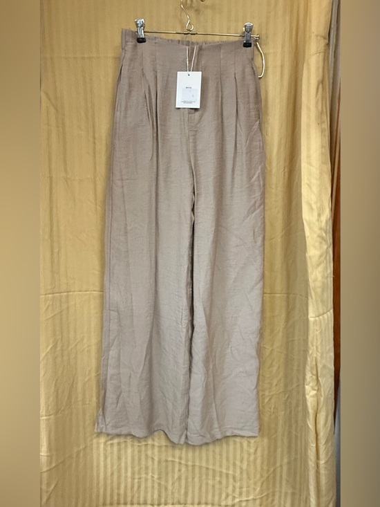 Pants - Wide-Leg Linen Blend Pants in Tan